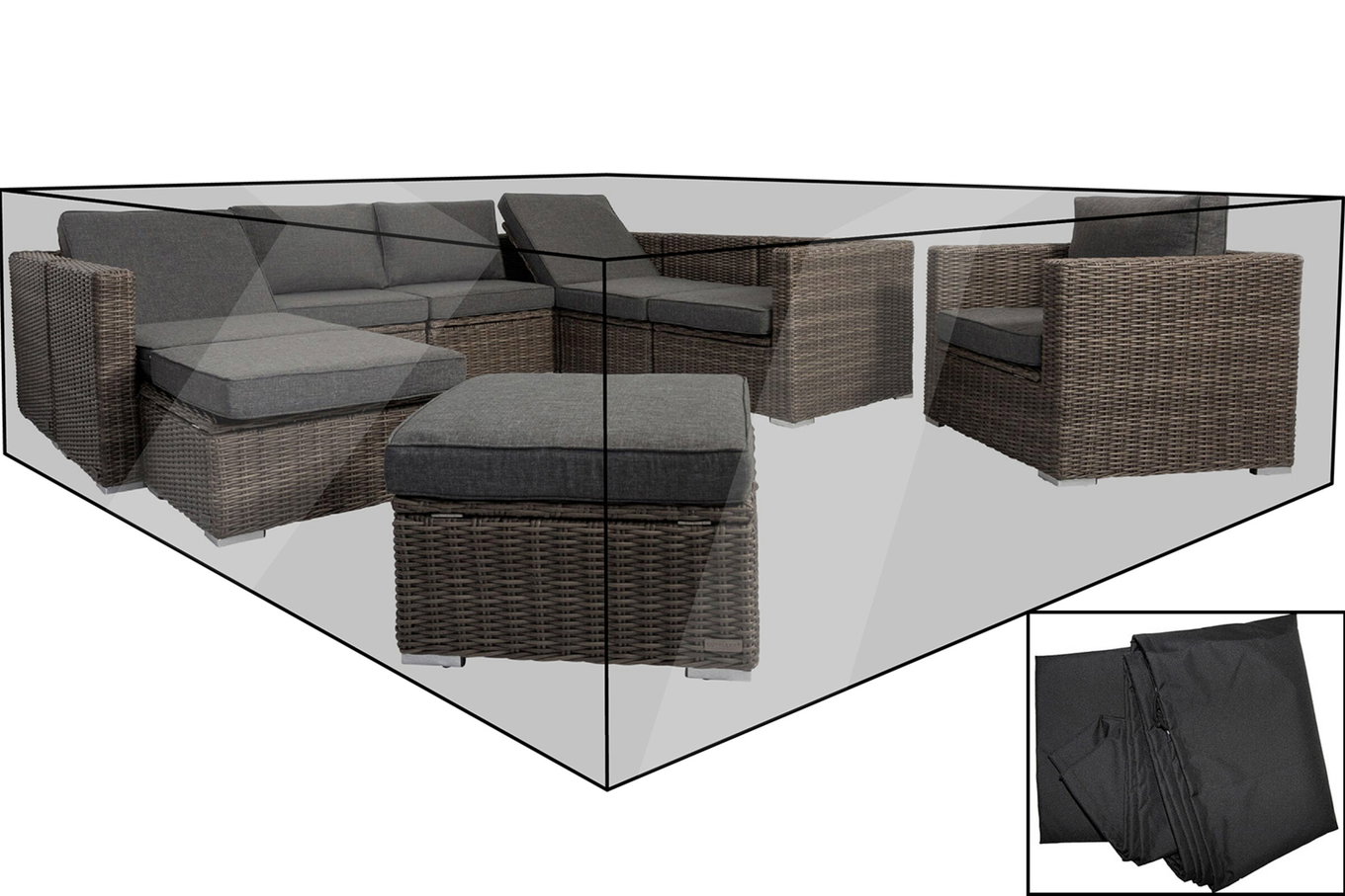 OUTFLEXX Premium Abdeckhaube, für Lounge, z.B. 18366-BOX, schwarz, 310x238x68 cm, wasserbeständig 19012__1