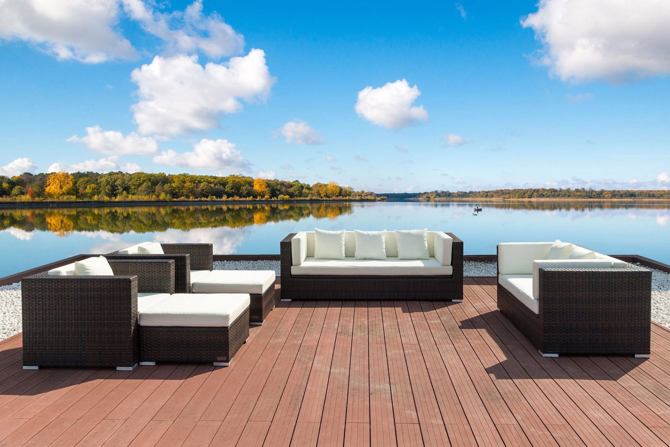 OUTFLEXX Gartenlounge, braun marmoriert, Polyrattan, 9 Pers, wasserfeste Kissenbox 16062_BOX_A__1
