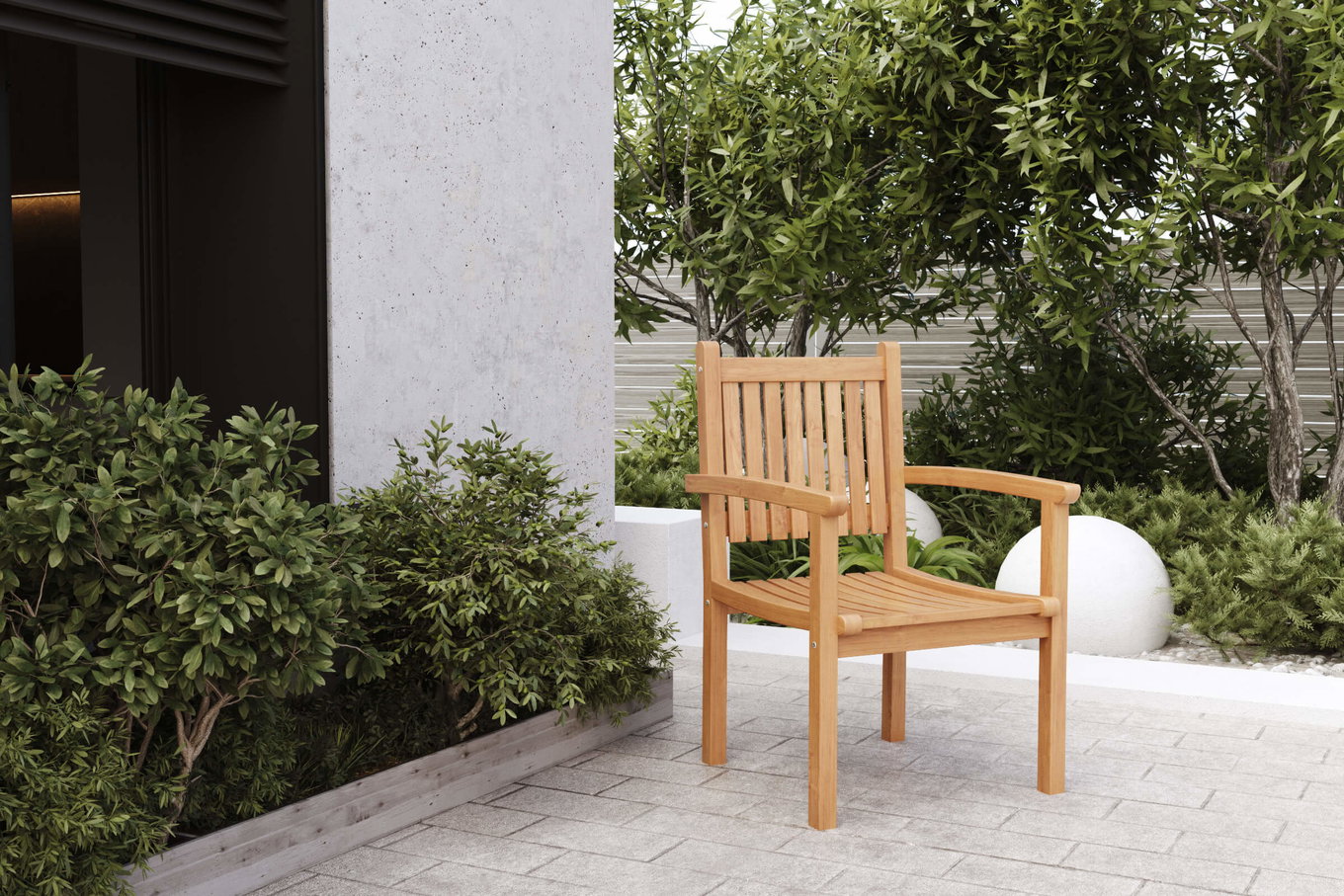 OUTFLEXX Gartenstuhl, natur, Akazie, 59 x 62 x 92,5 cm, mit Armlehnen, FSC®-zertifiziertes Produkt 18933__1