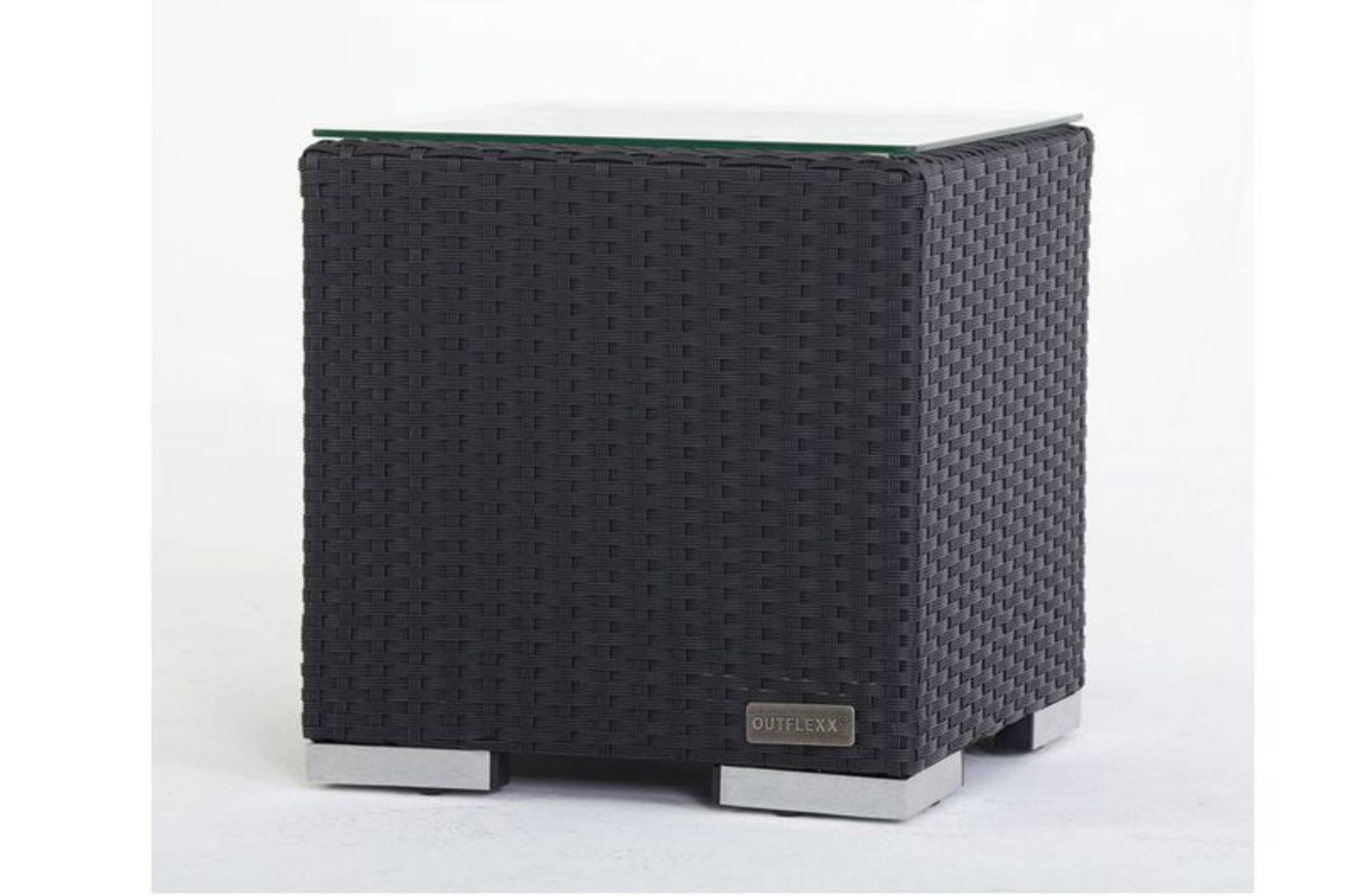 OUTFLEXX Beistelltisch, schwarz, Polyrattan, 40x40x40 cm, inkl. Glasplatte 2392_10__1