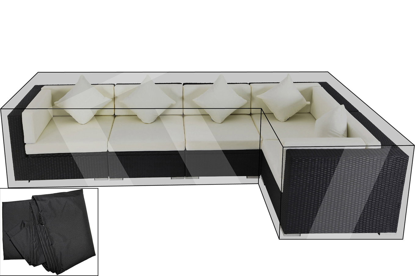 OUTFLEXX Premium Abdeckhauben Set für Lounge theBox-A/-D: 1304/ 1714/ 7175/ 16064, schwarz, wasserbeständig 13651__1
