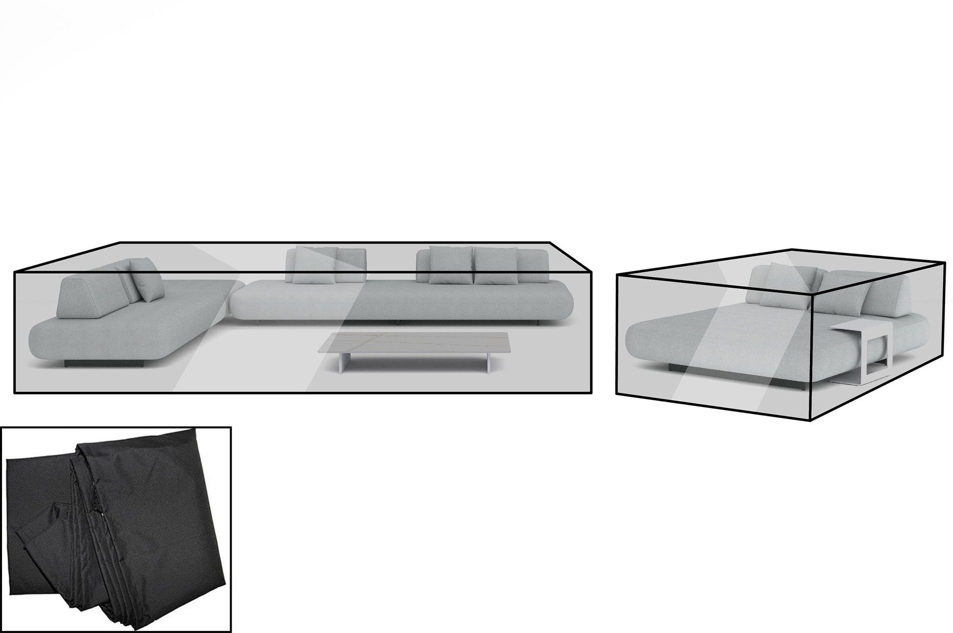 OUTFLEXX Premium Abdeckhauben Set für Lounge: 23582, schwarz, wasserbeständig 28667__1