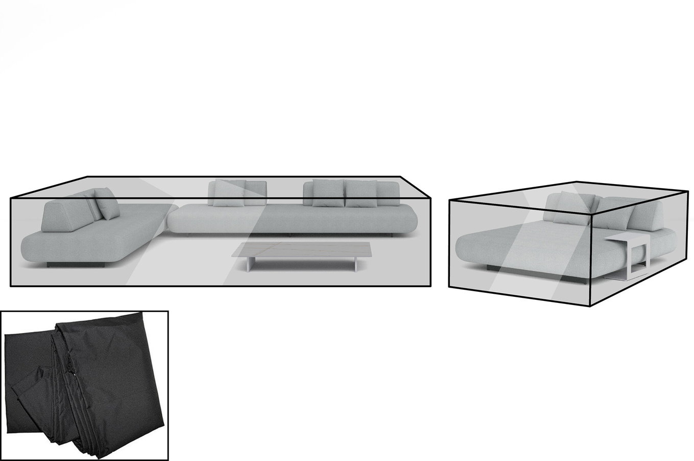 OUTFLEXX Premium Abdeckhauben Set für Lounge: 23582, schwarz, wasserbeständig 28667__1