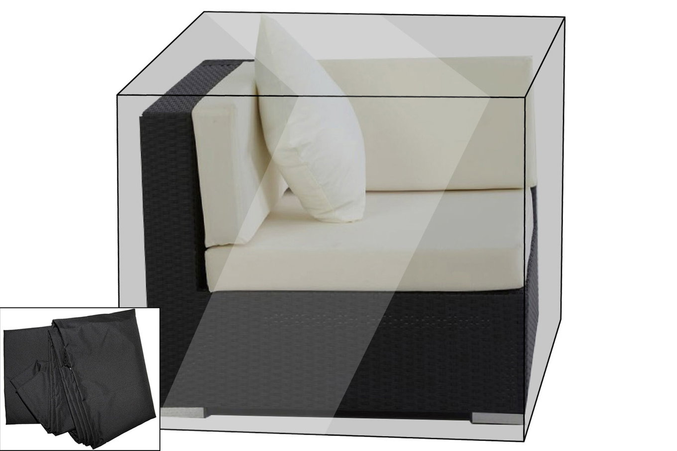 OUTFLEXX Premium Abdeckhaube passend z.B. für theBox Eckelement, schwarz, 87x87x68 cm, wasserbeständig 7957__1