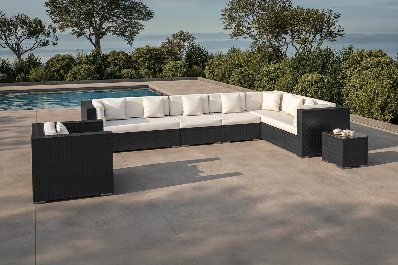 OUTFLEXX Gartenlounge, creme/weiß, schwarz, Polyrattan, für 8 Personen, wasserfeste Kissenbox 1380_BOX_A__1