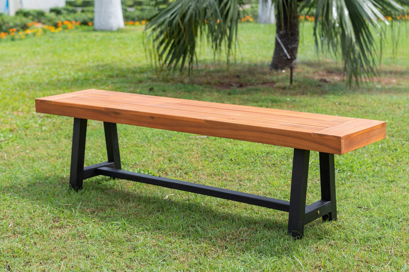 OUTFLEXX Bank, natur/schwarz, Akazie, 160 x 36,5 x 45 cm, FSC®-zertifiziertes Produkt 21924__1