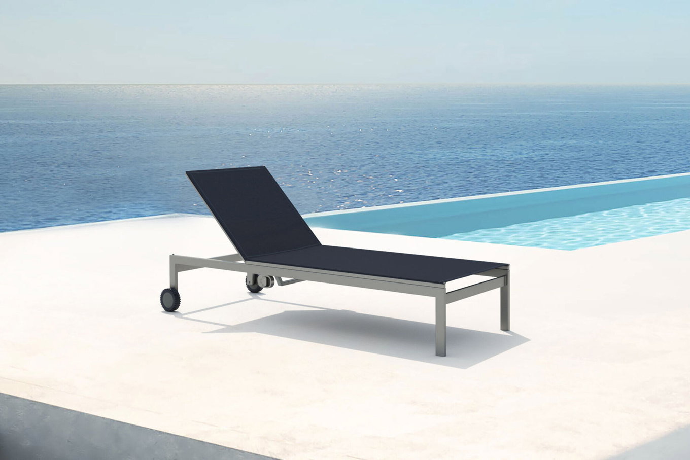 OUTFLEXX Rollliege, schwarz, Edelstahl/Textilene, verstellbare Rückenlehne, 212x71x36cm 7100_1__1
