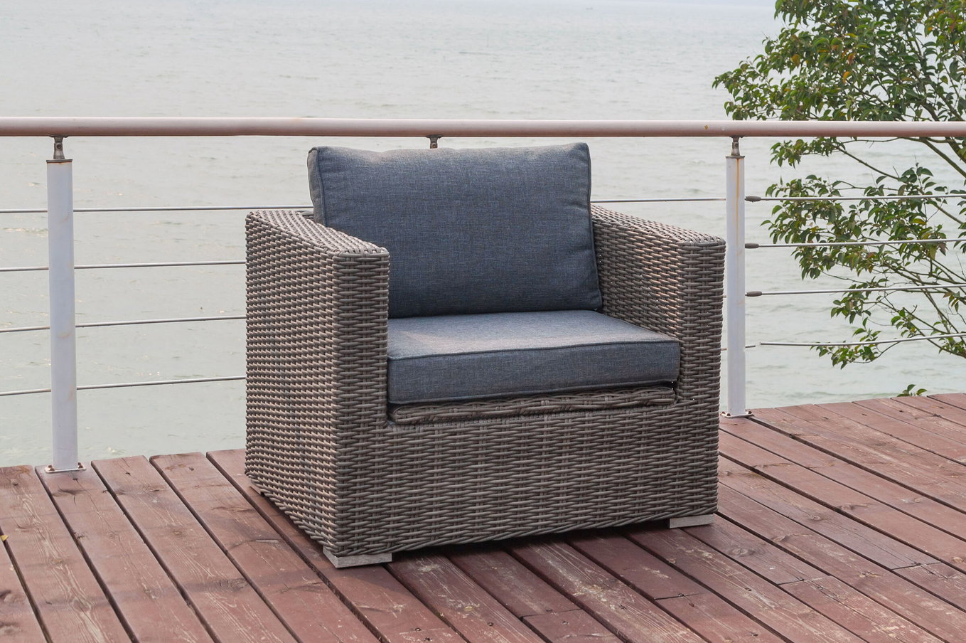 OUTFLEXX Sessel, grau, Polyrattan, 94 x 82 x 70 cm, wasserfeste Kissenbox 18362_5_BOX__1