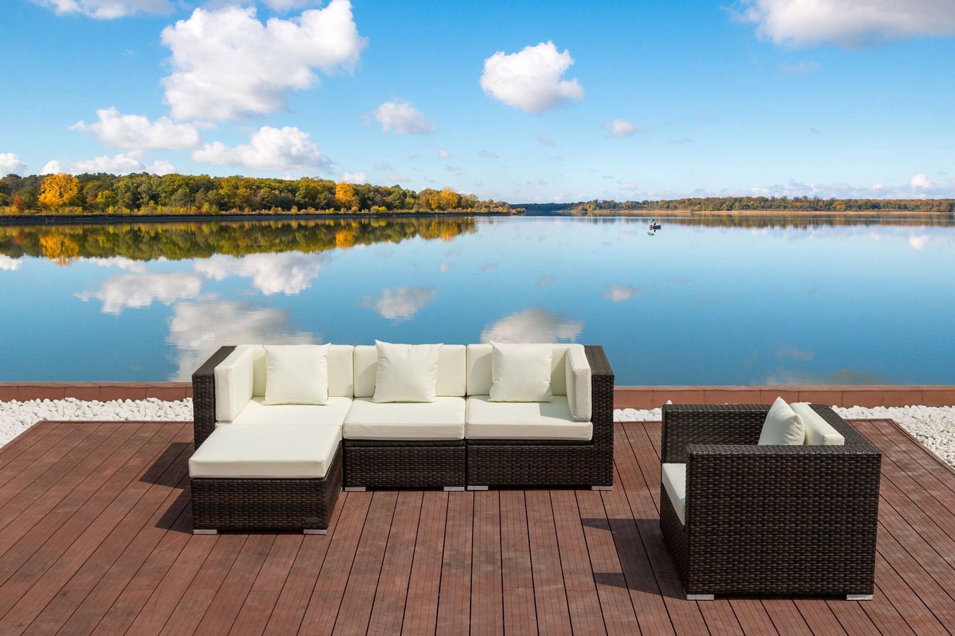 OUTFLEXX Gartenlounge, braun marmoriert, Polyrattan, 5 Pers, wasserfeste Kissenbox 16065_BOX_A__1