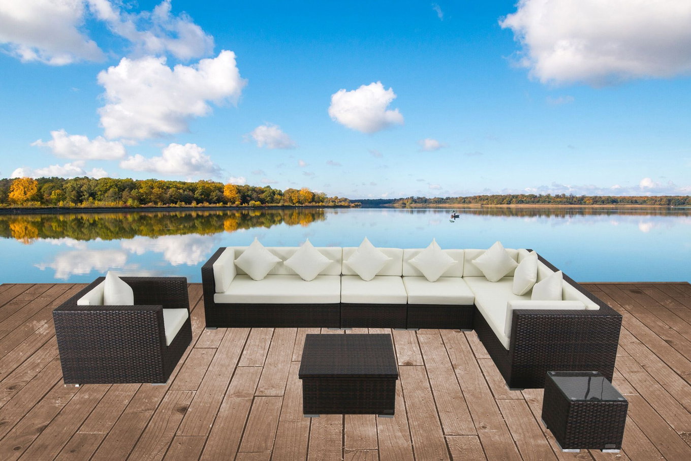 OUTFLEXX Gartenlounge, braun marmoriert, Polyrattan, 8 Pers, wasserfeste Kissenbox, inkl. Loungetisch 16067_BOX_D__1