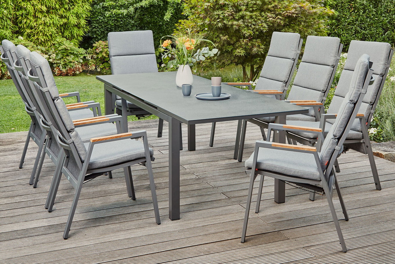 SIENA GARDEN Savona/Miros Garten-Essgruppe, 8 Personen, ausziehbar, 180-240cm, Alu/Teak 22054__1