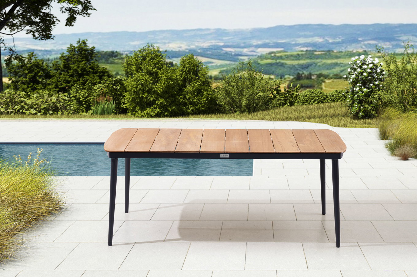 OUTFLEXX Esstisch, anthrazit matt/natur, Alu/Teak, 184x100 cm 24116__1