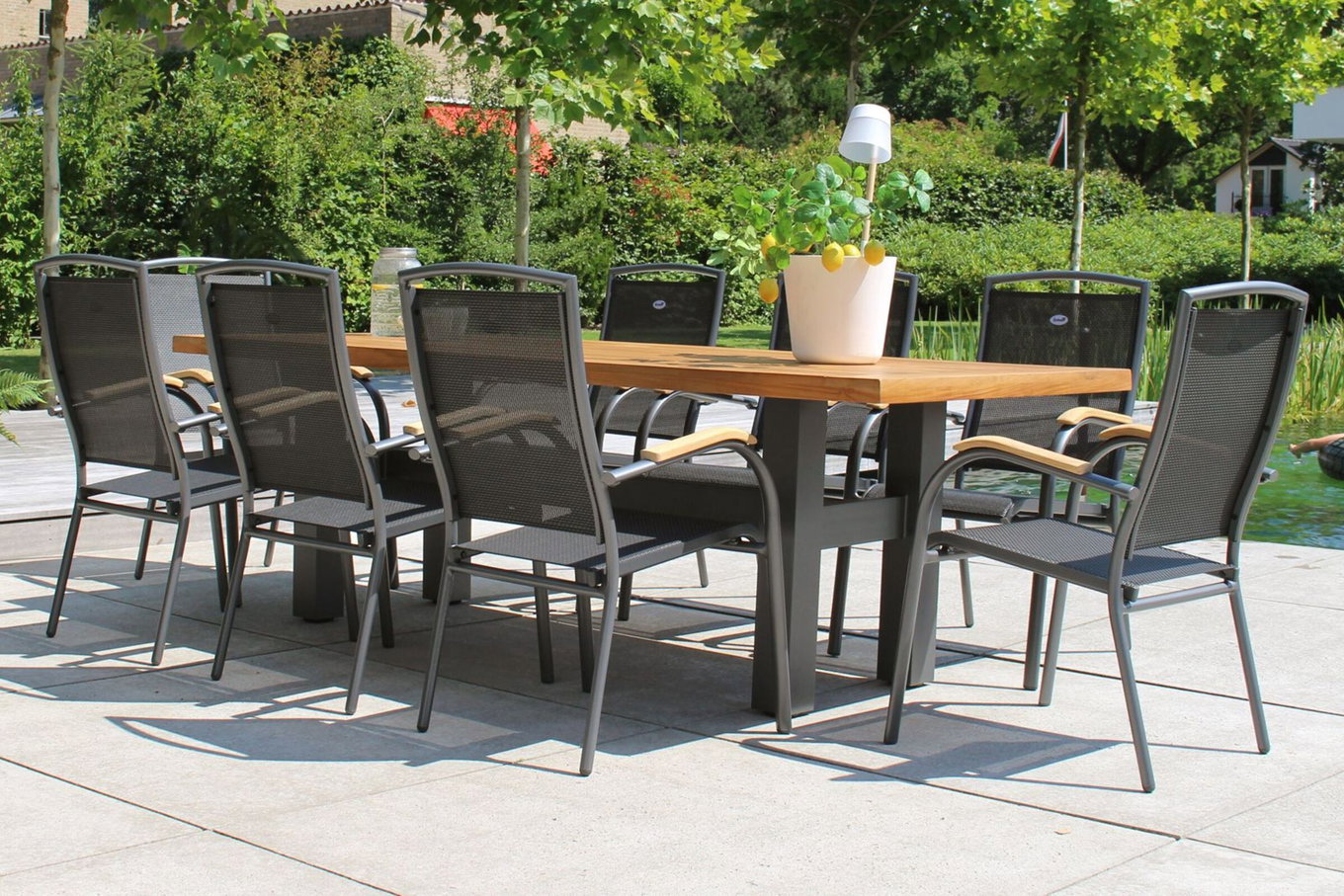 HARTMAN Sondermodell Yasmani/Raffaelo Garten-Essgruppe, xerix, Alu/Teakholz, 240x100cm, 8 Stapelsessel 19036__1