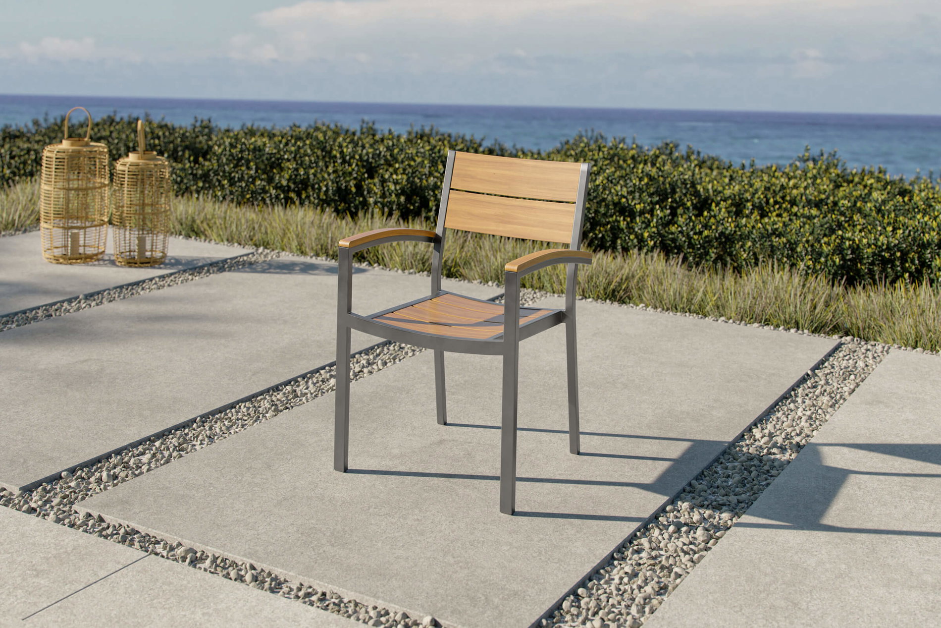 OUTFLEXX Stapelstuhl, silber/naturbelassen, Edelstahl/Teak, stapelbar, gebürstet, FSC®-zertifiziertes Produkt 34829__1