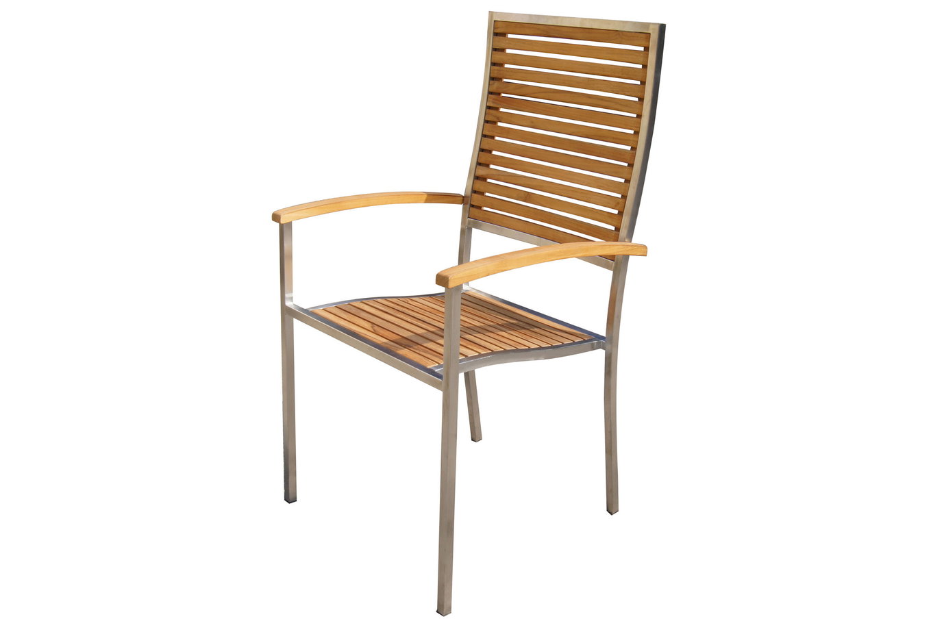 OUTFLEXX Stuhl aus Edelstahl/Teakholz mit hoher Rückenlehne und Armlehnen, stapelbar, FSC®-zertifiziertes Produkt 14059__1