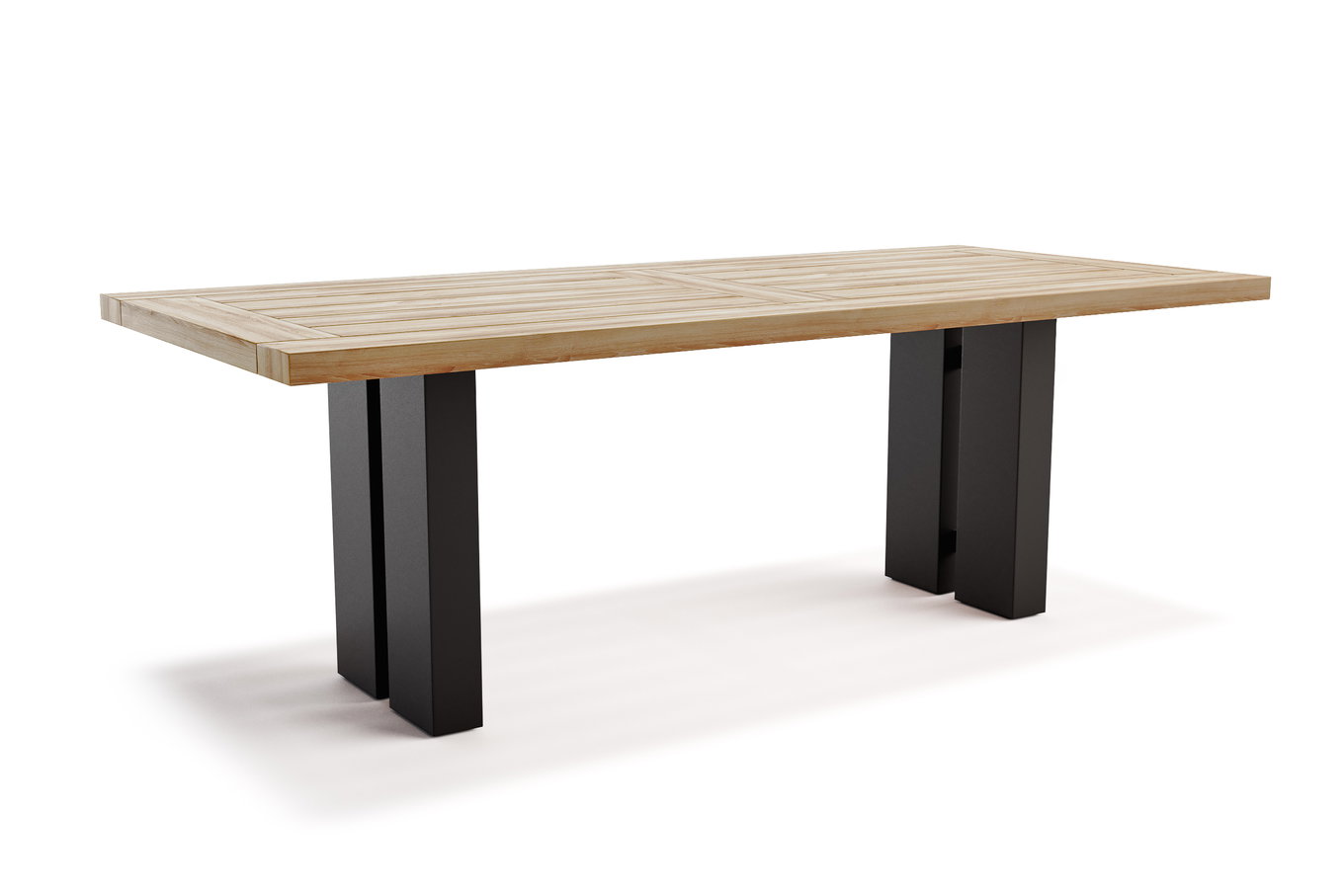 OUTFLEXX Bob Esstisch, natur/anthrazit, Alu/recycled Teak, 220 x 100 cm, rustikal gebürstet 23519__1