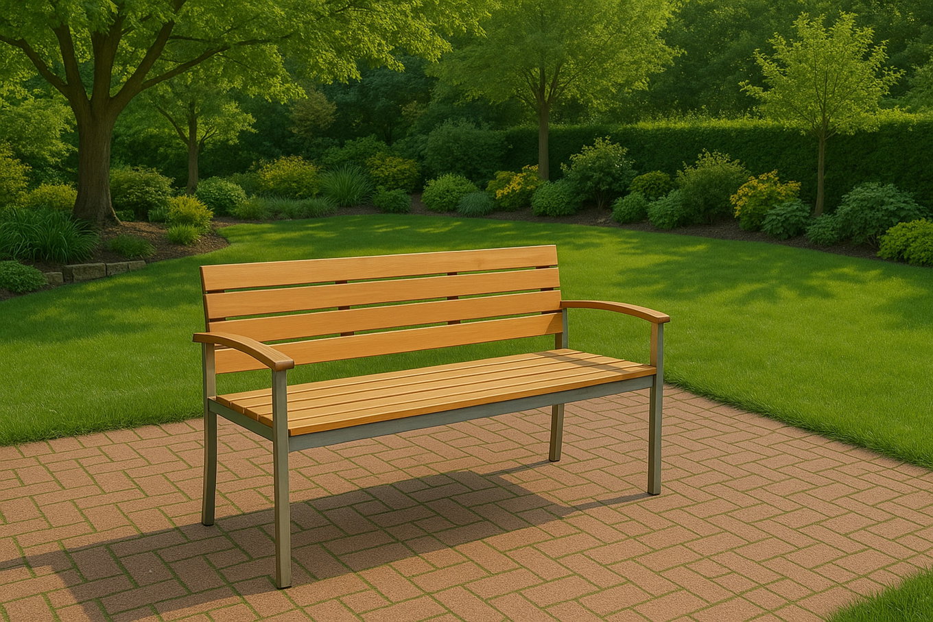 OUTFLEXX Gartenbank, Teakholz/Edelstahl, 2-Sitzer, 130x55x80cm, FSC®-zertifiziertes Produkt 13537__1