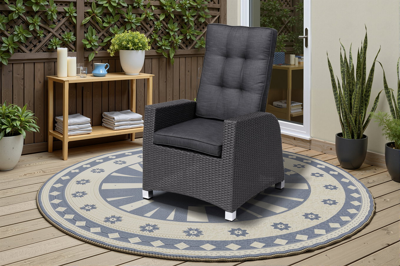 OUTFLEXX Rocking Comfort Dining / Lounge Sessel, grau/braun-meliert, Polyrattan, verstellbar 18205__1