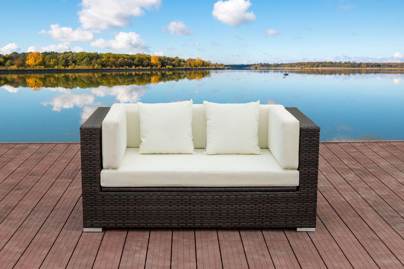 OUTFLEXX 2-Sitzer Sofa, braun marmoriert, Polyrattan, 152 x 85 x 70 cm, wasserfeste Kissenbox 15734_2_BOX__1