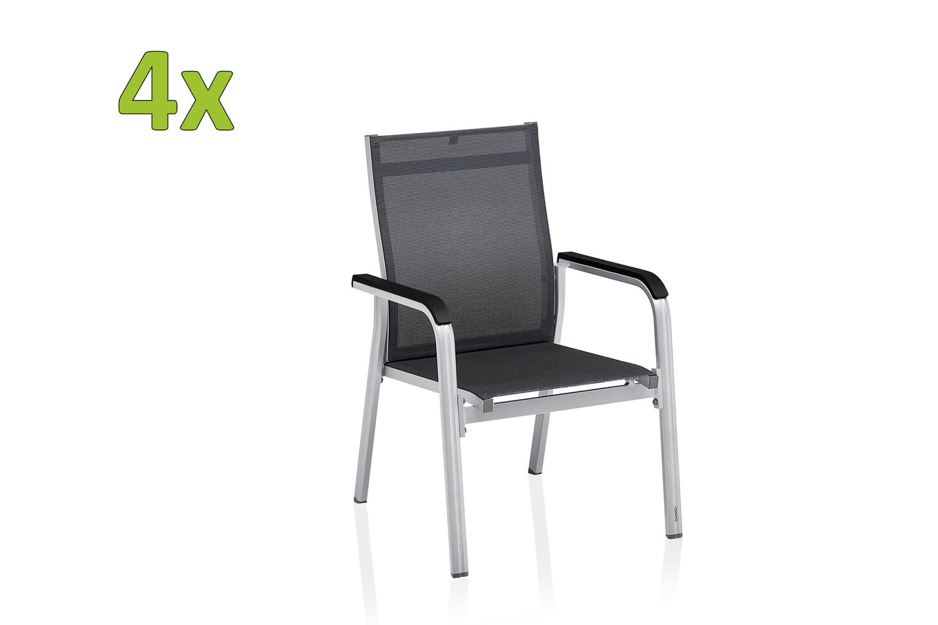 KETTLER BasicPlus Premium, silber/ lakritz, Alu/Outdoorgewebe, 4 Stapelsessel (0102405-0000) 31498__1