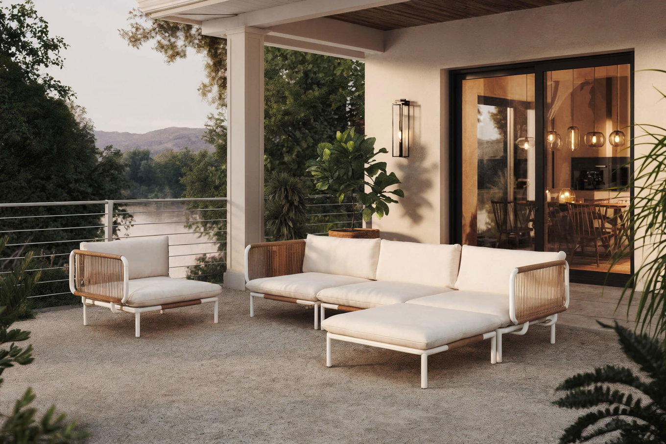 OUTFLEXX Visby Gartenlounge 5-teilig, creme/weiß, Alu/Stahl, inkl. Kissen & Ottomane, elektrophoretisch beschichtet 34890__1