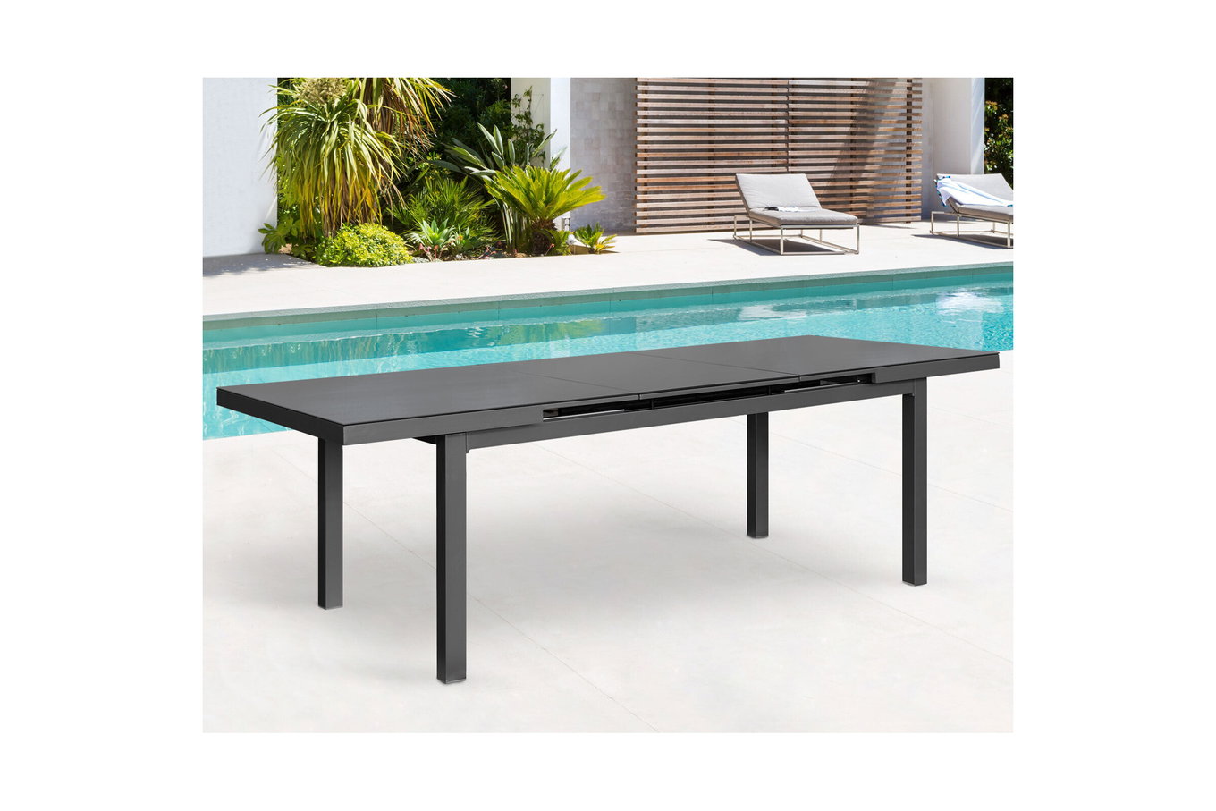 OUTFLEXX Premium Ausziehtisch, anthrazit/grau, Aluminium/Glas, 180/240x100cm, automatischer Ausziehmechanismus 21876__1
