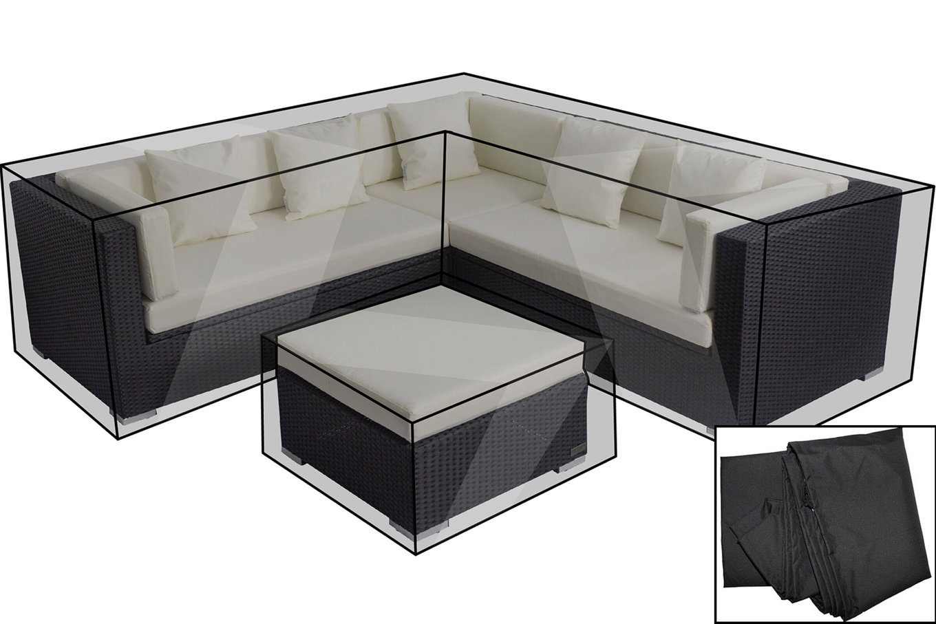 OUTFLEXX Premium Abdeckhaubenset, für Lounge theBox-A/-D: 18229/ 18230/ 18231/ 16069, schwarz, wasserbeständig 18845__1