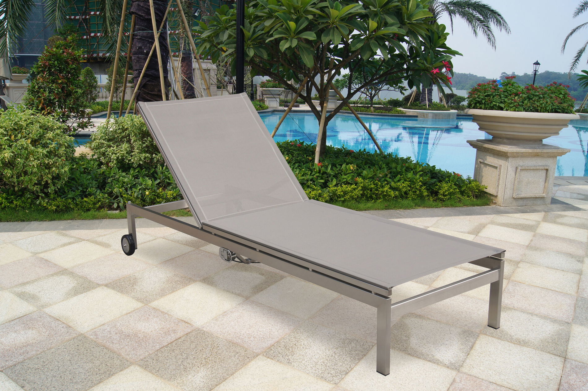 OUTFLEXX Rollliege, taupe, Edelstahl/Textilene, verstellbare Rückenlehne, 212x71x36cm 7100_4__1