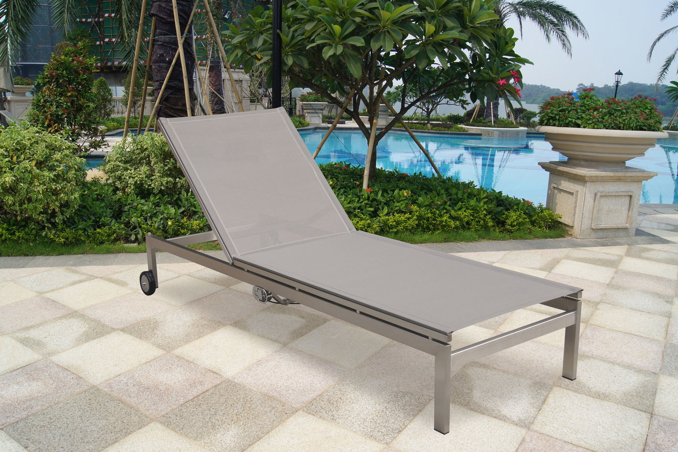 OUTFLEXX Rollliege, taupe, Edelstahl/Textilene, verstellbare Rückenlehne, 212x71x36cm 7100_4__1