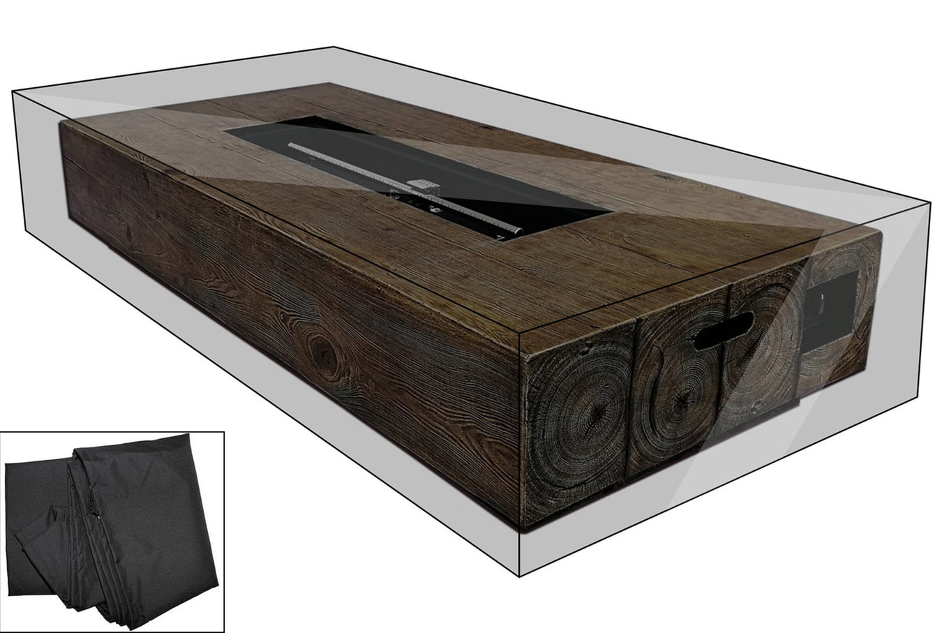 OUTFLEXX Premium Abdeckhaube für Feuertische z.B. 18926, 157x75x30cm, wasserbeständig, schwarz 21447__1