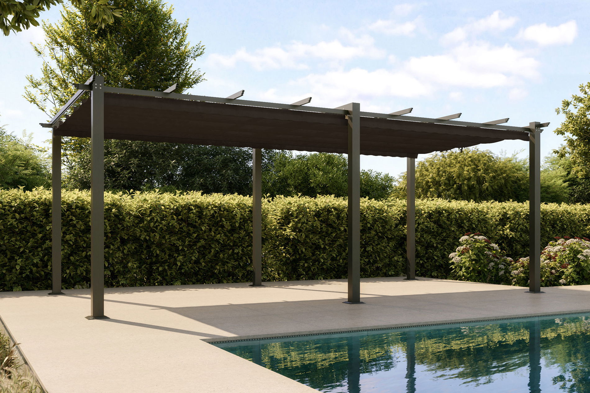 OUTFLEXX Pergola, anthrazit, Alu/Polyester, 6 x 3 m, witterungsbeständig