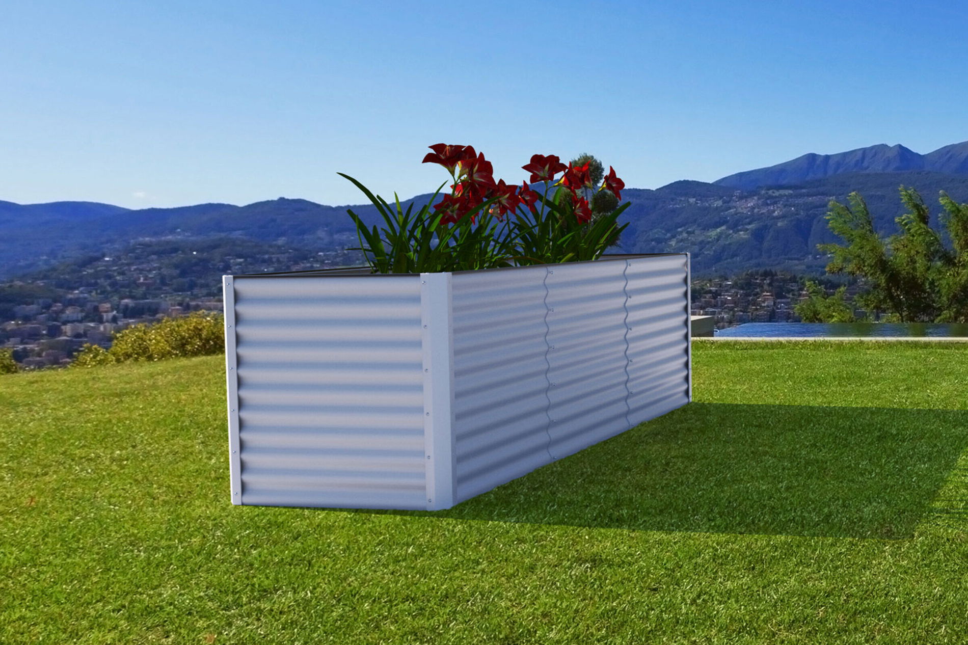 OUTFLEXX Set Hochbeet mit Erweiterungsmodul, silber, Aluminium-Zink-Stahl, 180+80cm 16092__1