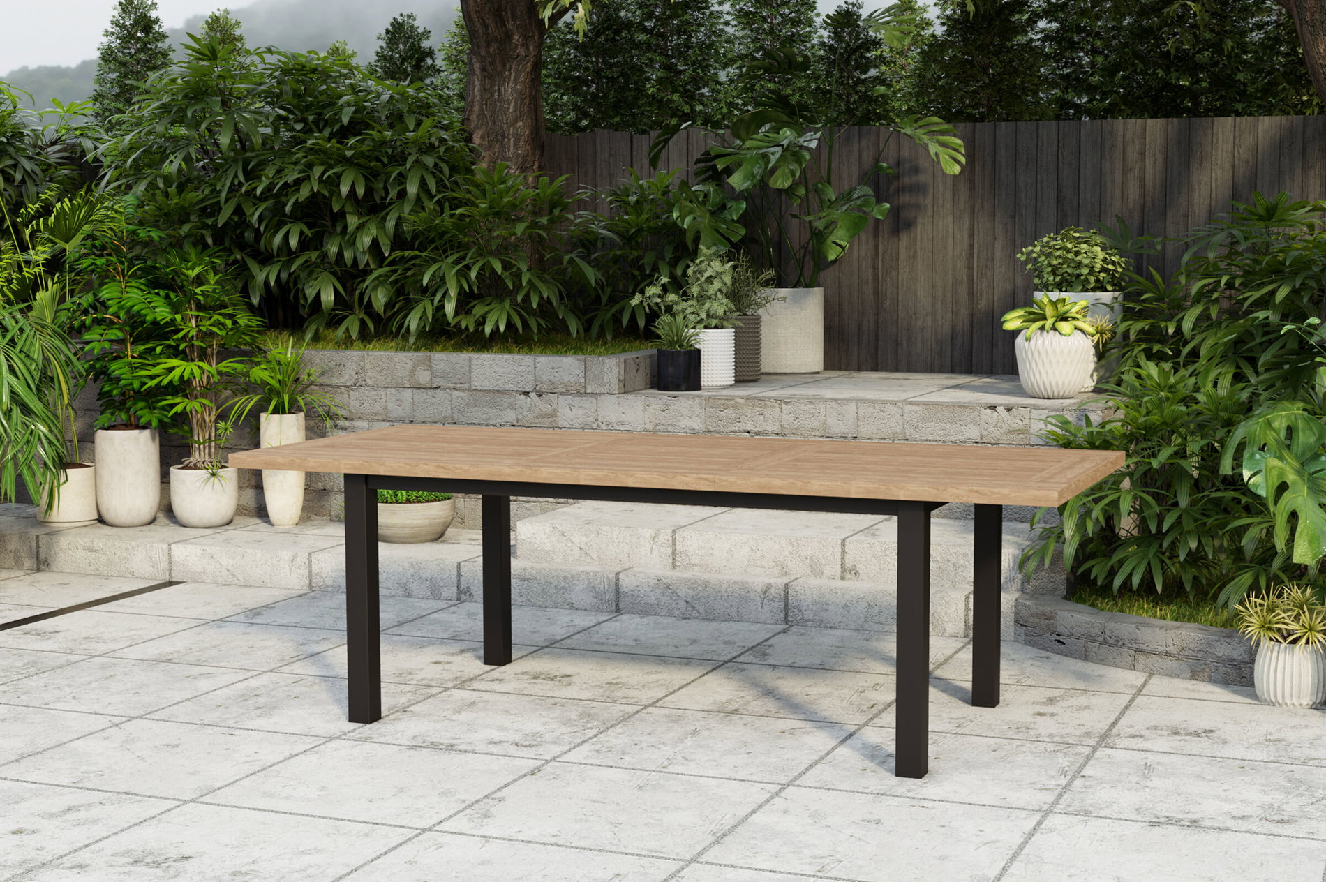 B-Ware: OUTFLEXX Oxford Ausziehtisch, anthrazit/natur, Edelstahl/recyceltes Teak, 180/240 x 100 cm, FSC®-zertifiziertes Produkt 23515_B_G3__1