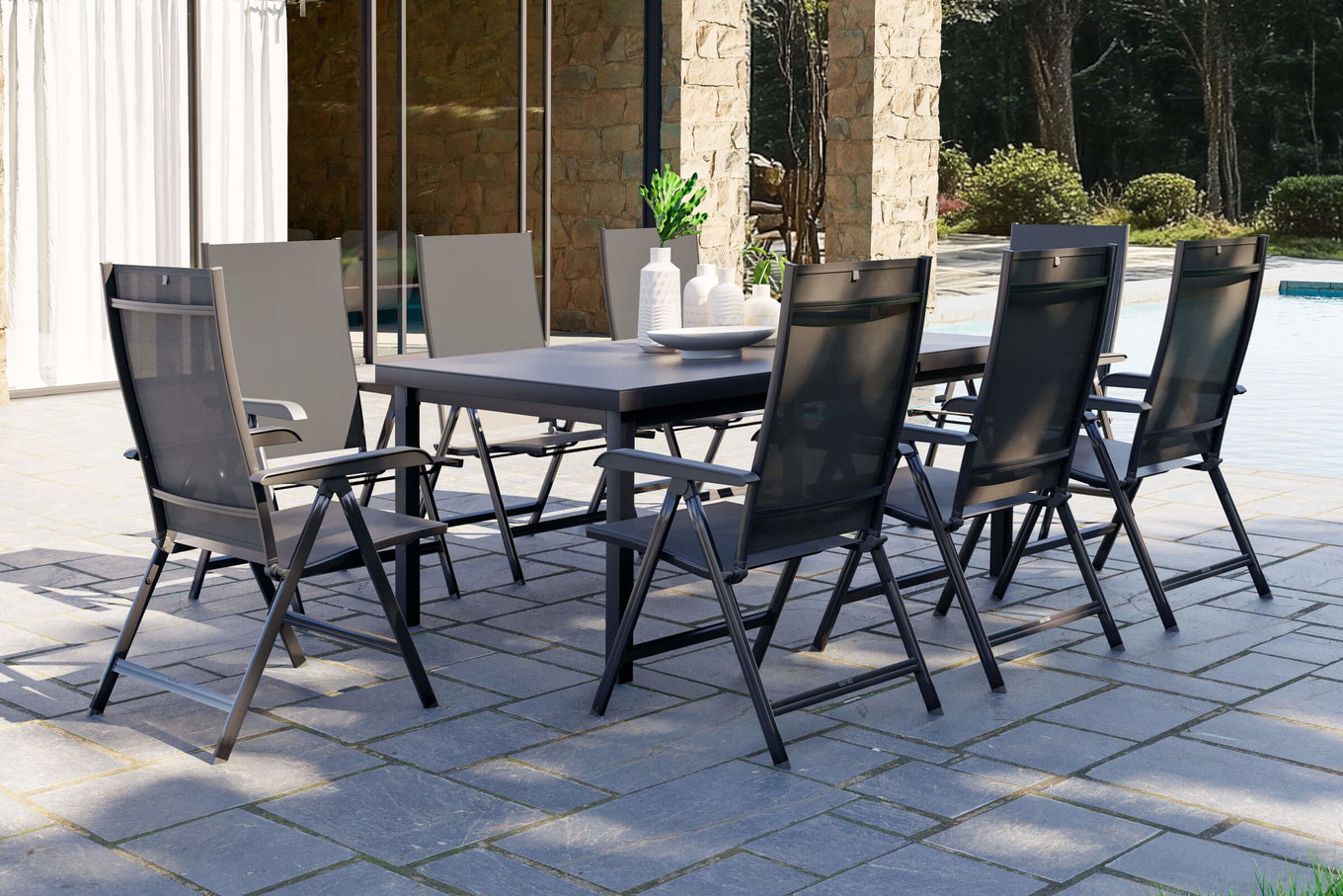 KETTLER BasicPlus Garten-Essgruppe, 8 Personen, ausziehbarer Tisch 180–240 cm, Aluminium/Textilene 19314__1