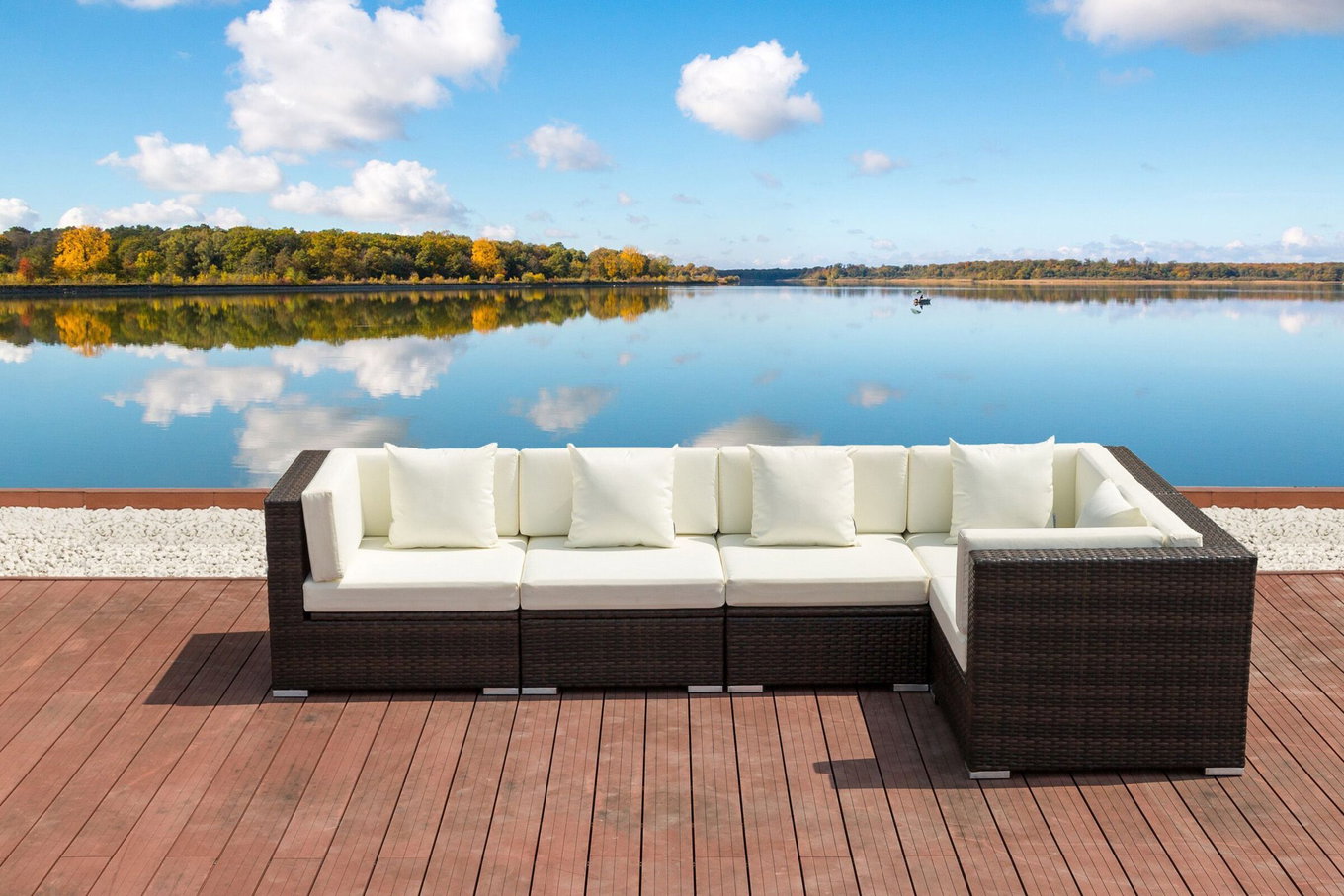OUTFLEXX Gartenlounge, 5 Pers, braun marmoriert, Polyrattan, wasserfeste Kissenbox 16064_BOX_A__1