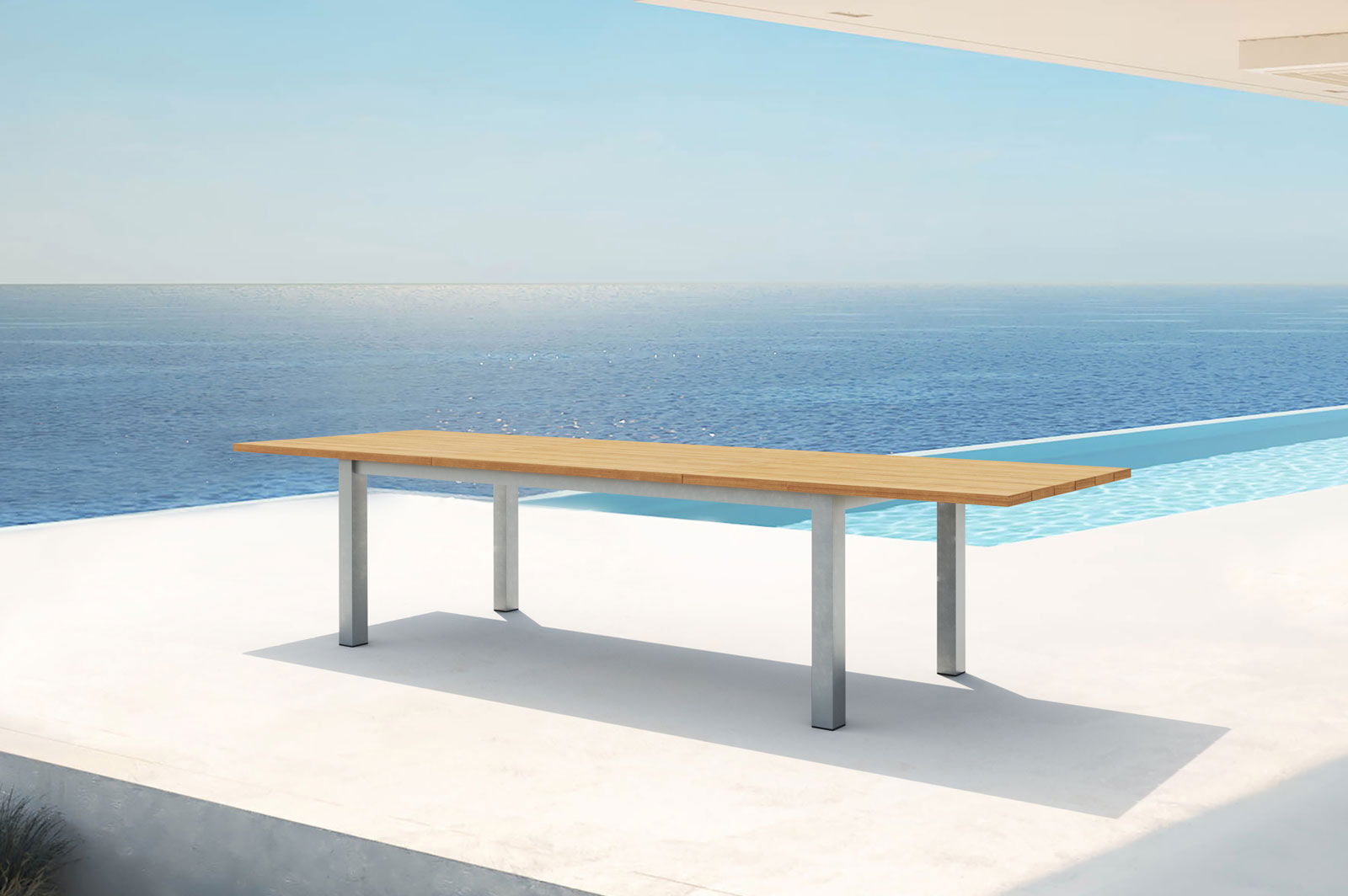 OUTFLEXX Ausziehtisch, Teakholz/Edelstahl, Plattenstärke 30mm, 220/340x100cm, FSC®-zertifiziertes Produkt