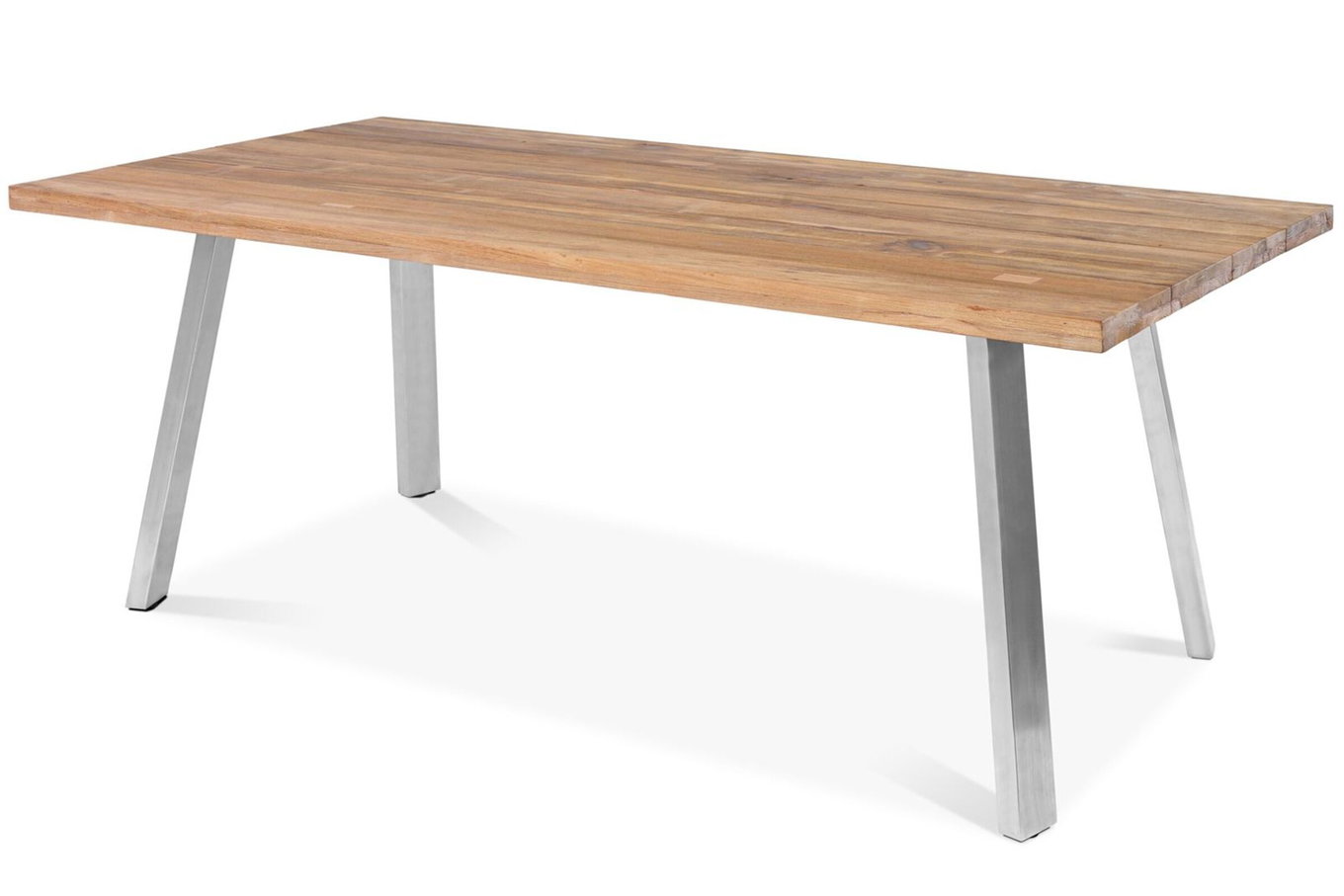 OUTFLEXX Esstisch, Edelstahl/recyceltes Teak, 220x100cm, A-Gestell, rustikal gebürstet, FSC®-zertifiziertes Produkt 18321__1