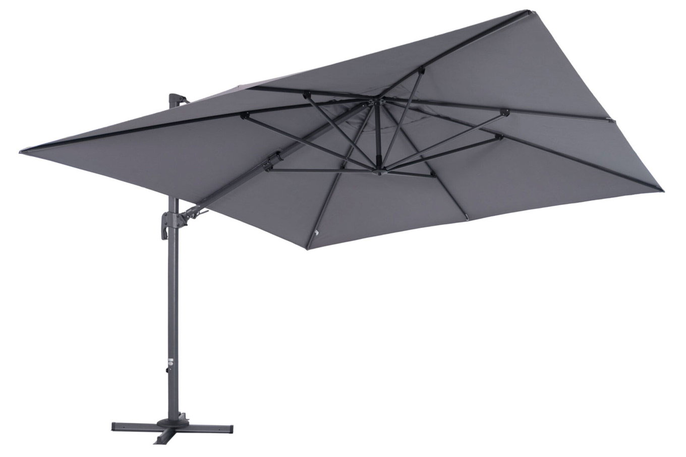 OUTFLEXX Sydney Ampelschirm, anthrazit/grau, Alu/Polyester, 350 x 350 cm, inkl. Plattenständer 20363__1
