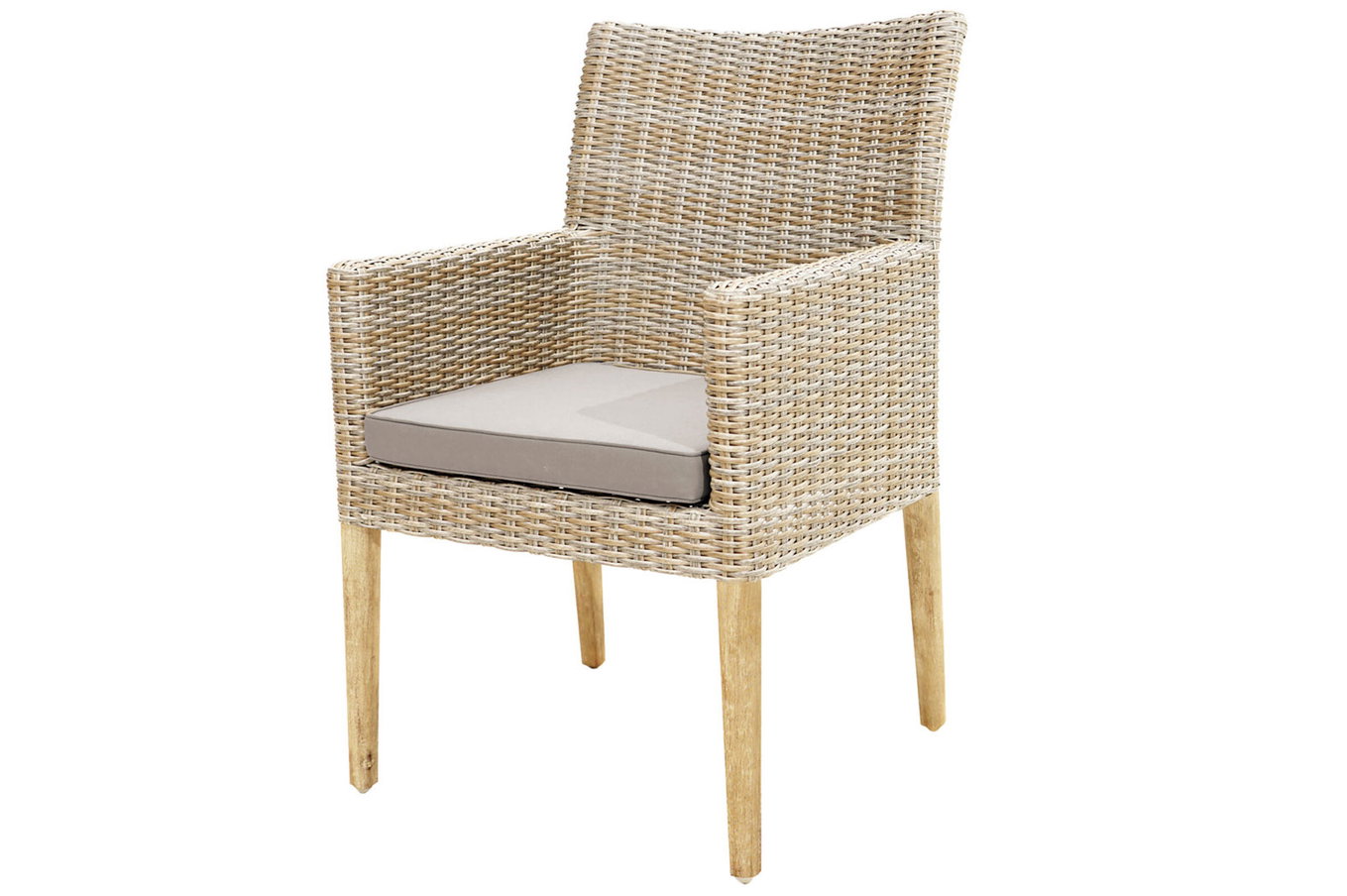 OUTFLEXX Borneo Landhaussessel, beige-meliert, Polyrattan/Akazie, 60x65x94cm, inkl. Polster, FSC®-zertifiziertes Produkt 21620__1