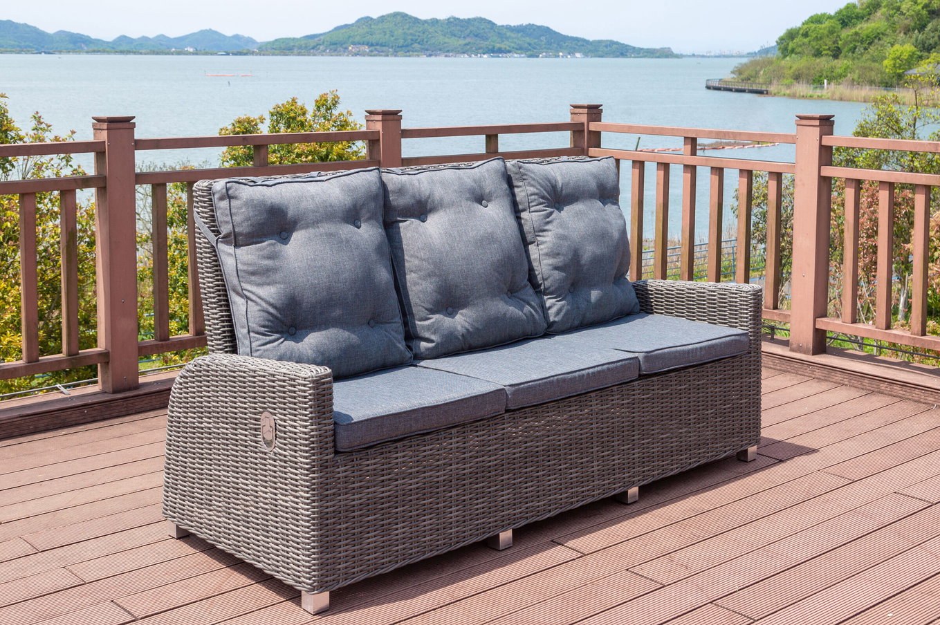 OUTFLEXX Dining 3-Sitzer Sofa, grau, Polyrattan, 210 x 83 x 110 cm, mehrfach verstellbar 18913__1
