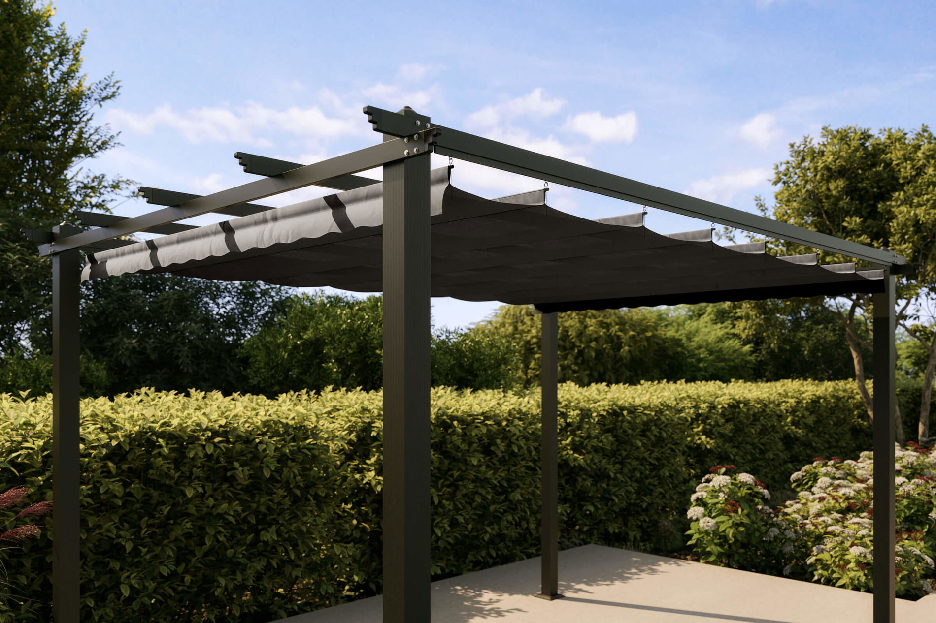 OUTFLEXX Ersatzdach für Flachdachpergola, anthrazit, Polyester, 4 x 3 m, witterungs- & UV-Schutz, mit Air-Vent System