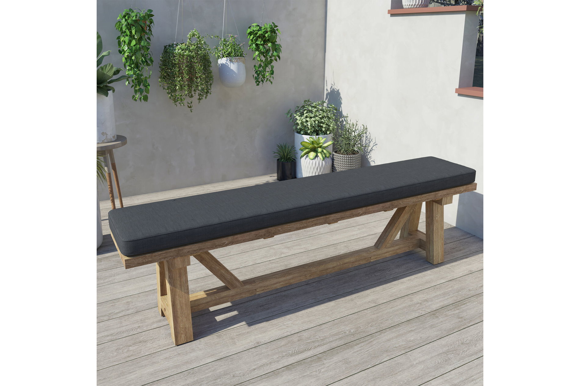 OUTFLEXX Gartenbank XXL, natur, recyceltes Teak, 220x40cm, rustikal gebürstet, FSC®-zertifiziertes Produkt 15865__1
