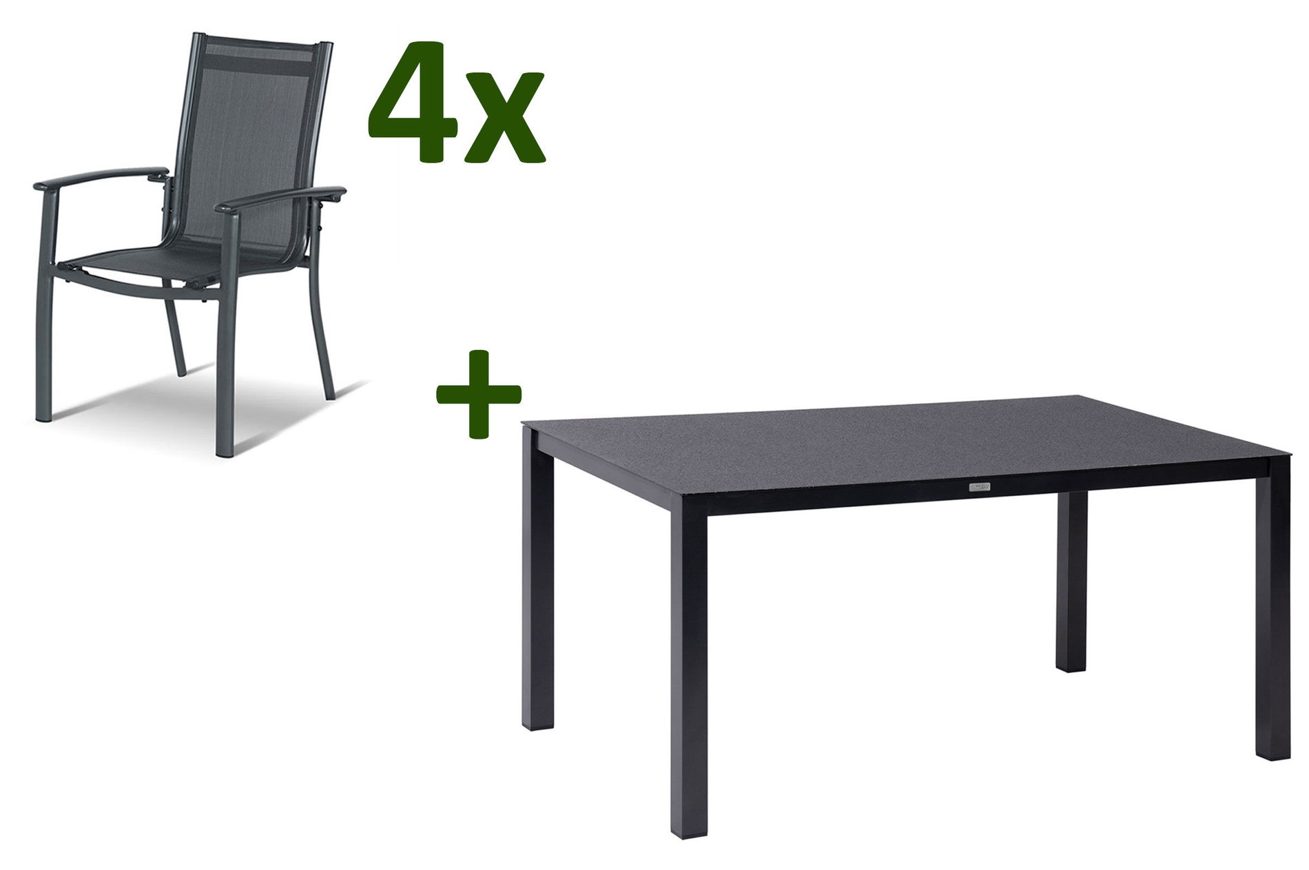 HARTMAN Alice Garten-Essgruppe, xerix/anthrazit, Alu/Textil, 160x95 cm, 4 Stapelsessel 28420__1