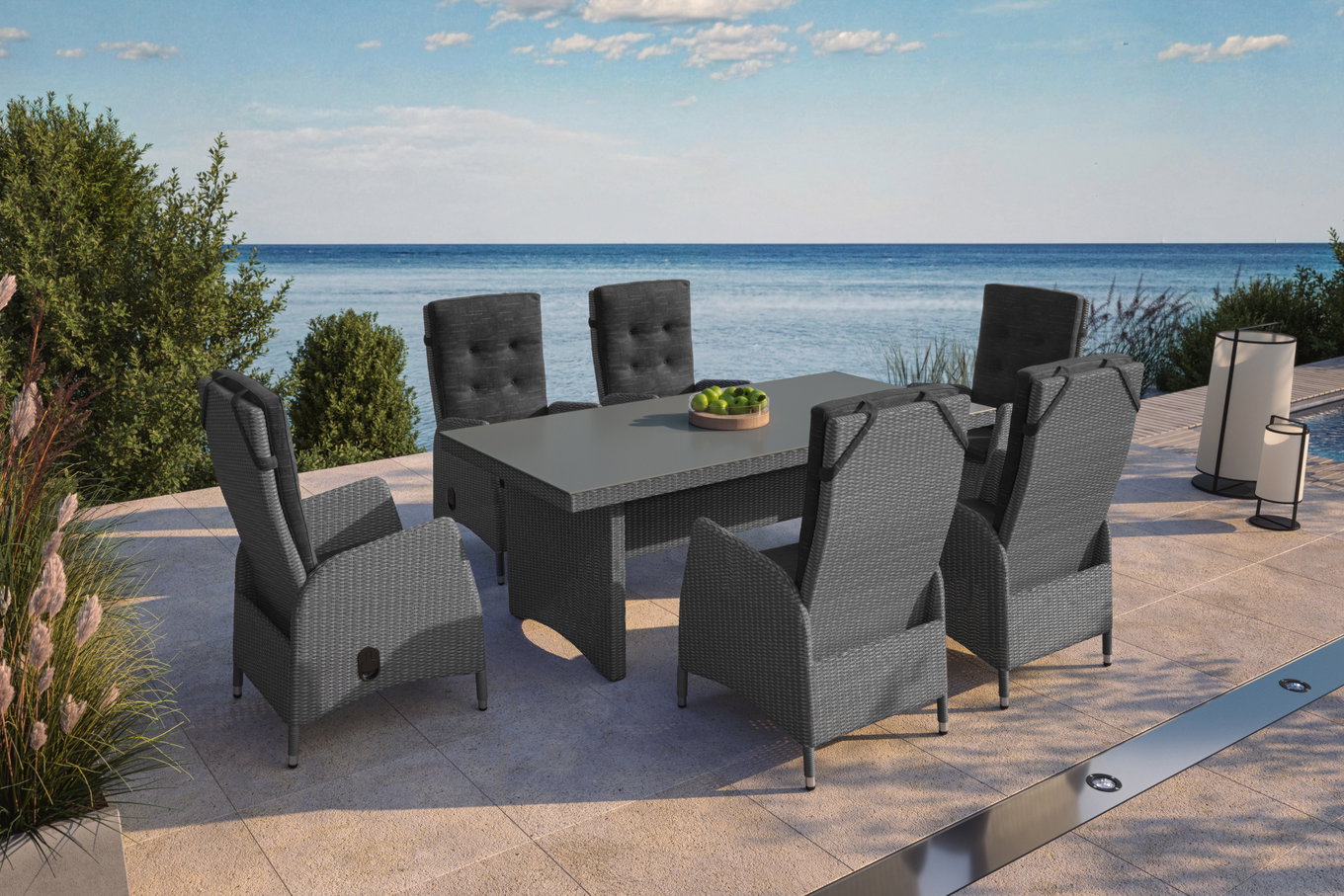 OUTFLEXX Malta Garten-Essgruppe, 6 Personen, inkl. Polster, 200x95cm, Alu/Polyrattan 16523__1