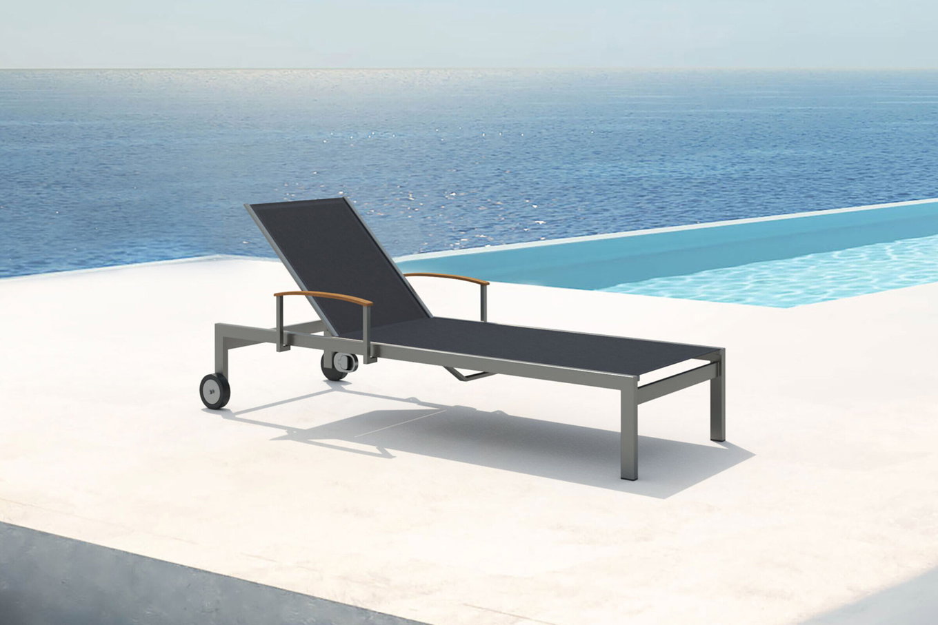 OUTFLEXX Rollliege, schwarz, Edelstahl/Textilene, mit Gasfeder, 195,5x74x35cm 13503__1