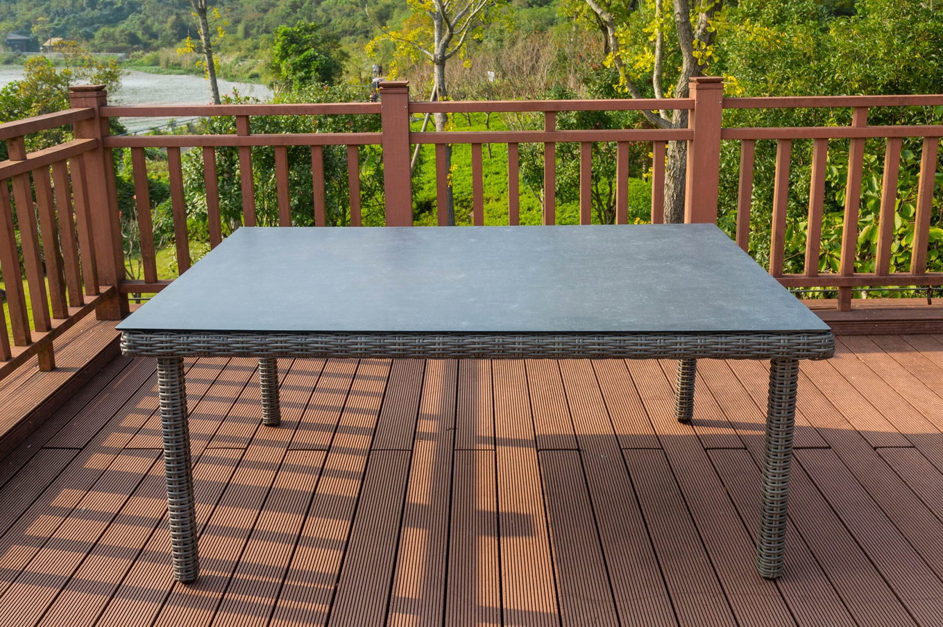 OUTFLEXX Dining Tisch, grau, Polyrattan, 180 x 120 cm, Tischplatte Spraystone, 8mm 20658__1