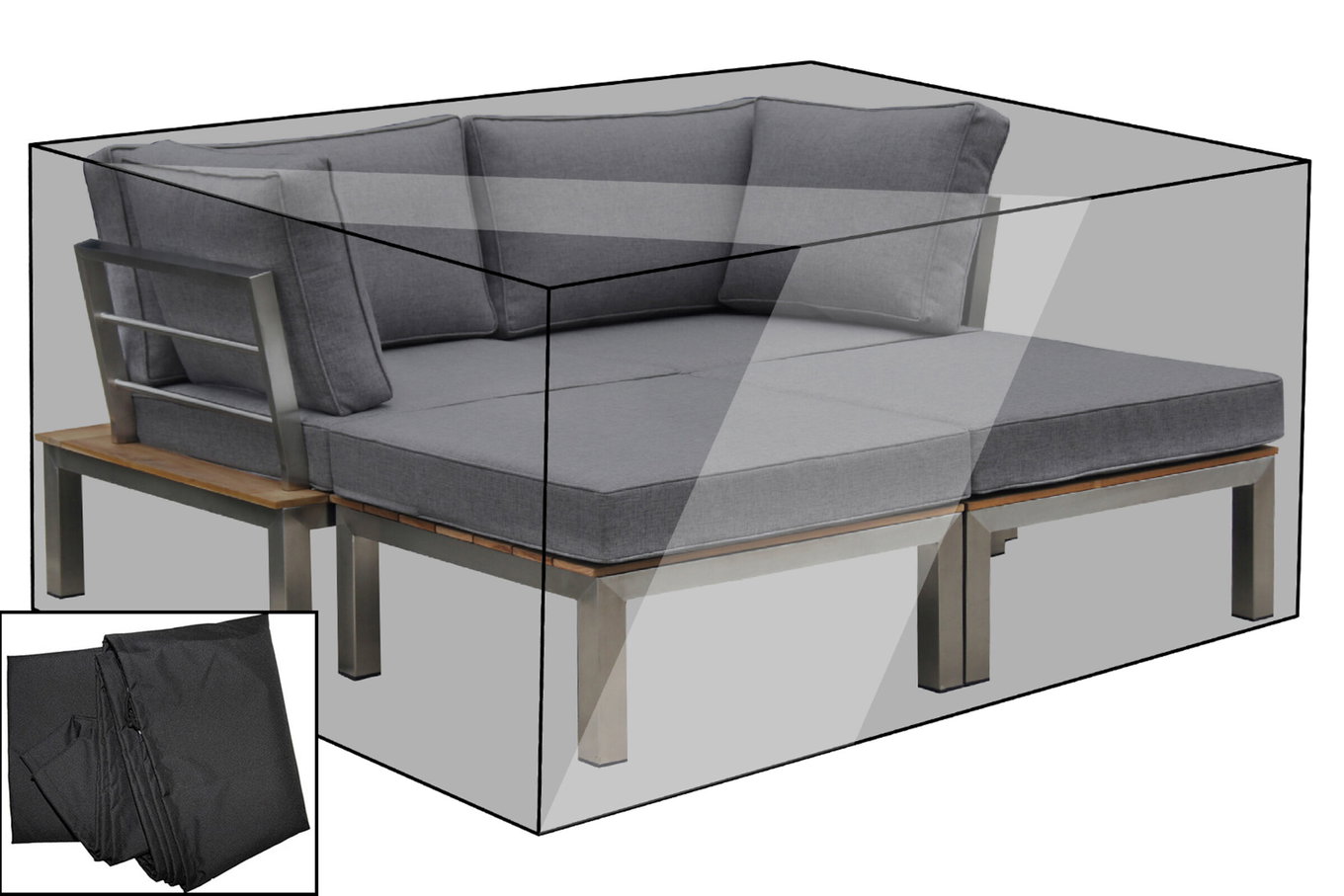 OUTFLEXX Premium Abdeckhaube, für Lounge, z.B. 18297, schwarz, 161 x 151 x 63 cm, wasserbeständig 18774__1