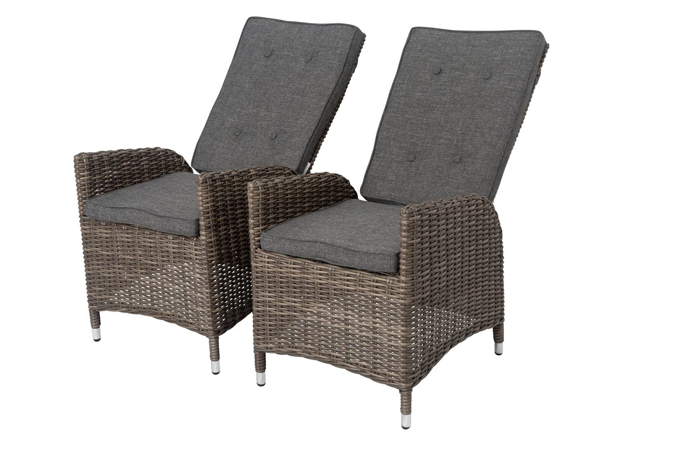 OUTFLEXX 2er Set Dining Sessel, grau, Polyrattan, je 55 x 65 x 112 cm, Rücken stufenlos verstellbar 18368__1