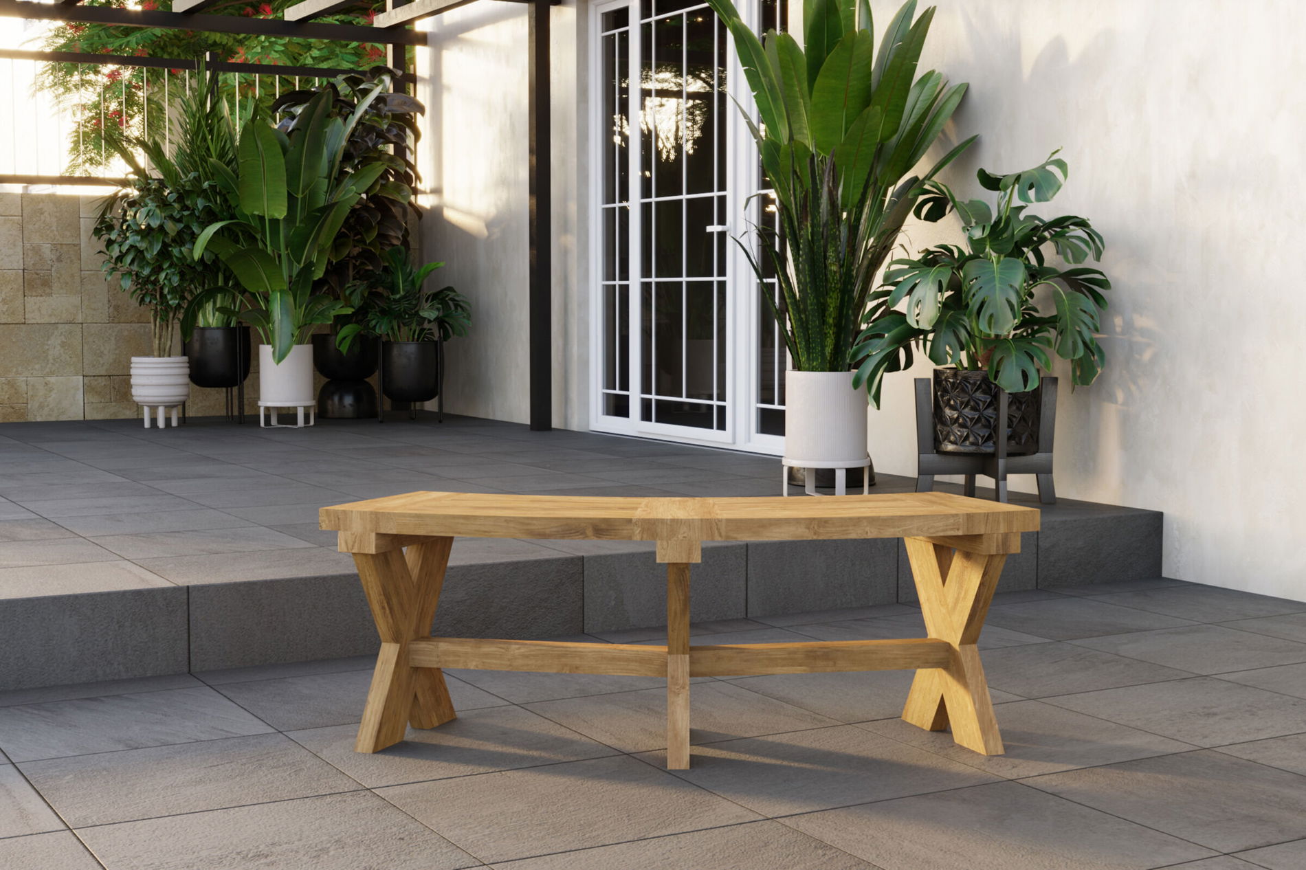 OUTFLEXX Quantum Bank, natur, recycled FSC-Teak, 153 x 57 x 46 cm 30848__1