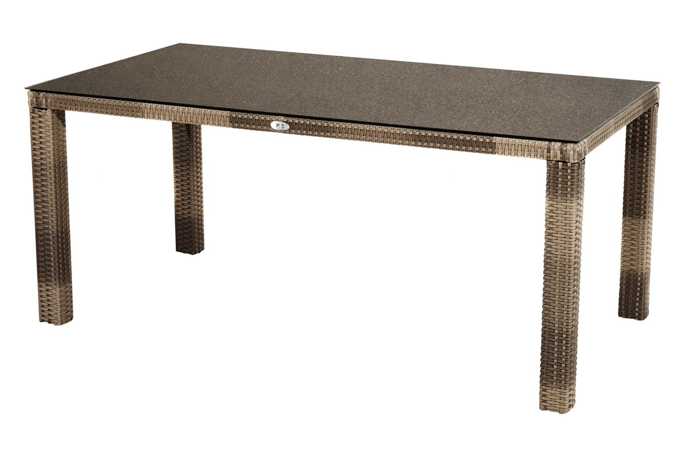 OUTFLEXX Rabida Dining Tisch, champagner-meliert, Polyrattan, 170 x 90 cm, Glasplatte in Steinoptik 20167__1